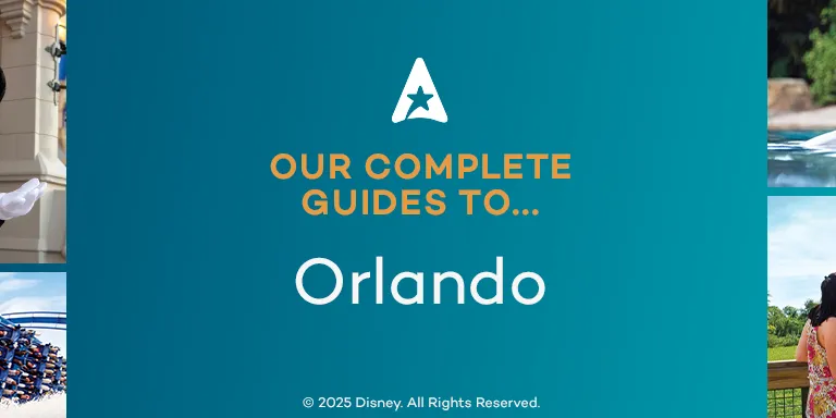 A banner with images of people in theme parks title Our Complete Guide to Orlando