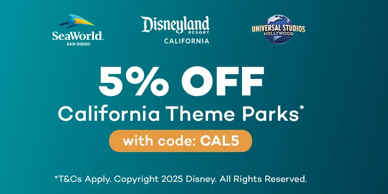 Save 5% on California Theme Park Tickets with code CAL5