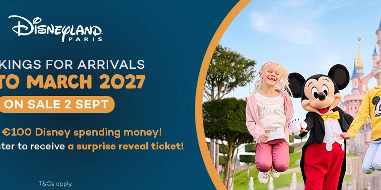 Banner promoting Disneyland Paris bookings up to March 2027
