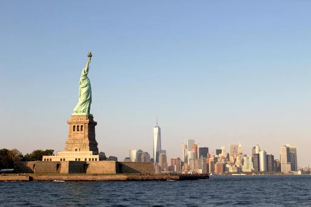 The Statue of Liberty with Manhattan in the background