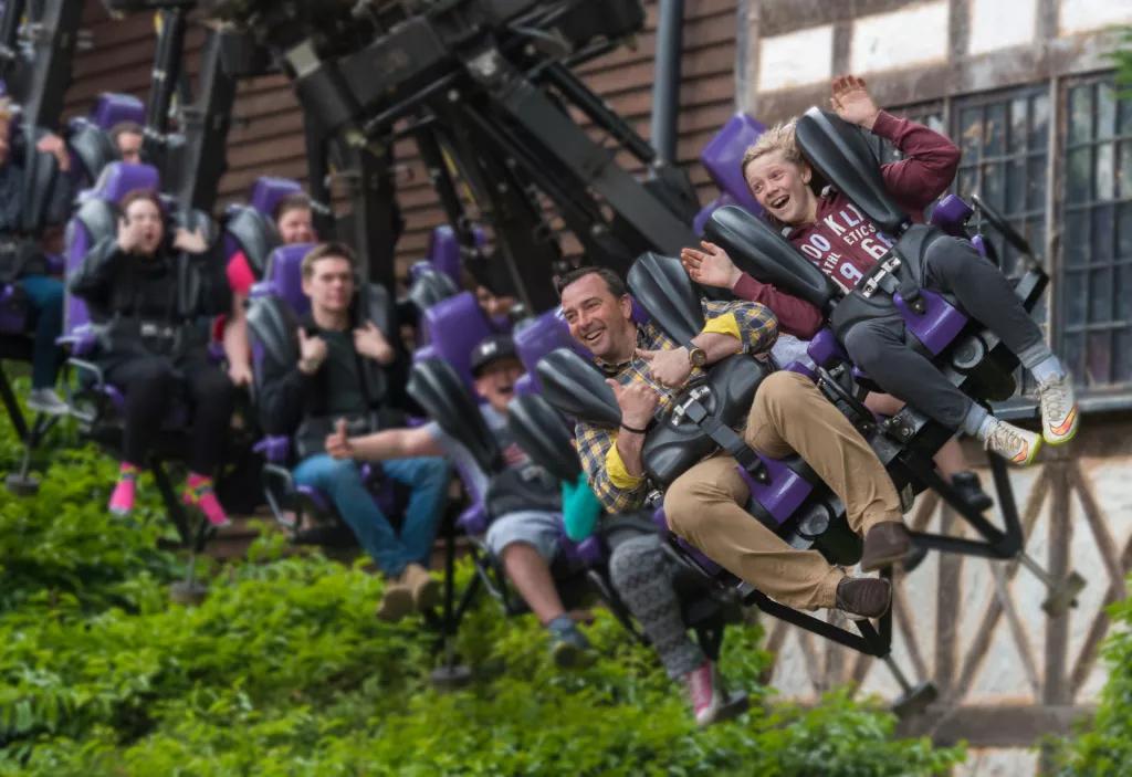 Guests riding the Vampire ride at Chessington World of Adventures