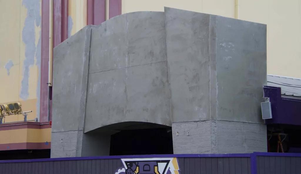 Construction work outside the Villain-Con Minion Blast ride building