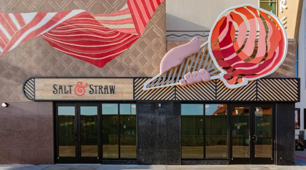 The exterior of Salt and Straw at Disney Springs, decorated with a large ice cream cone