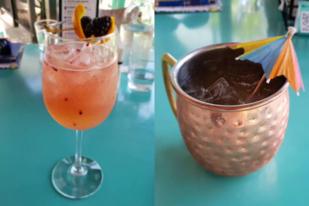 A glass of sangria and a Moscow Mule