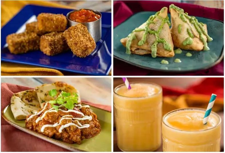 Four pictures of different small food dishes 