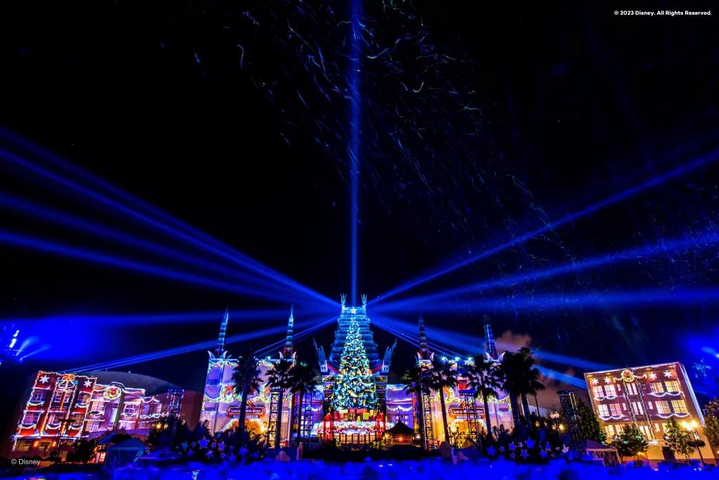 Lights projecting from Christmas tree 