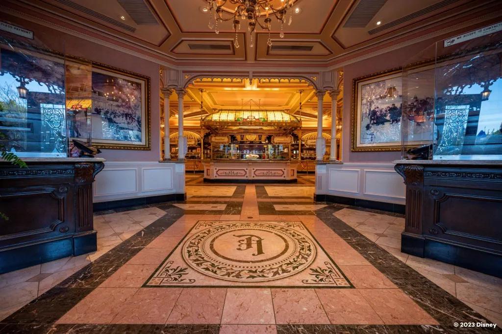The entrance to a Victorian-themed restaurant at Disneyland