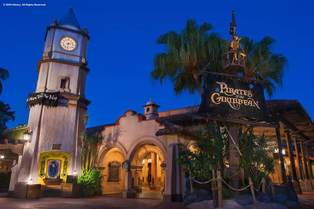 Pirates of the Caribbean ride at night
