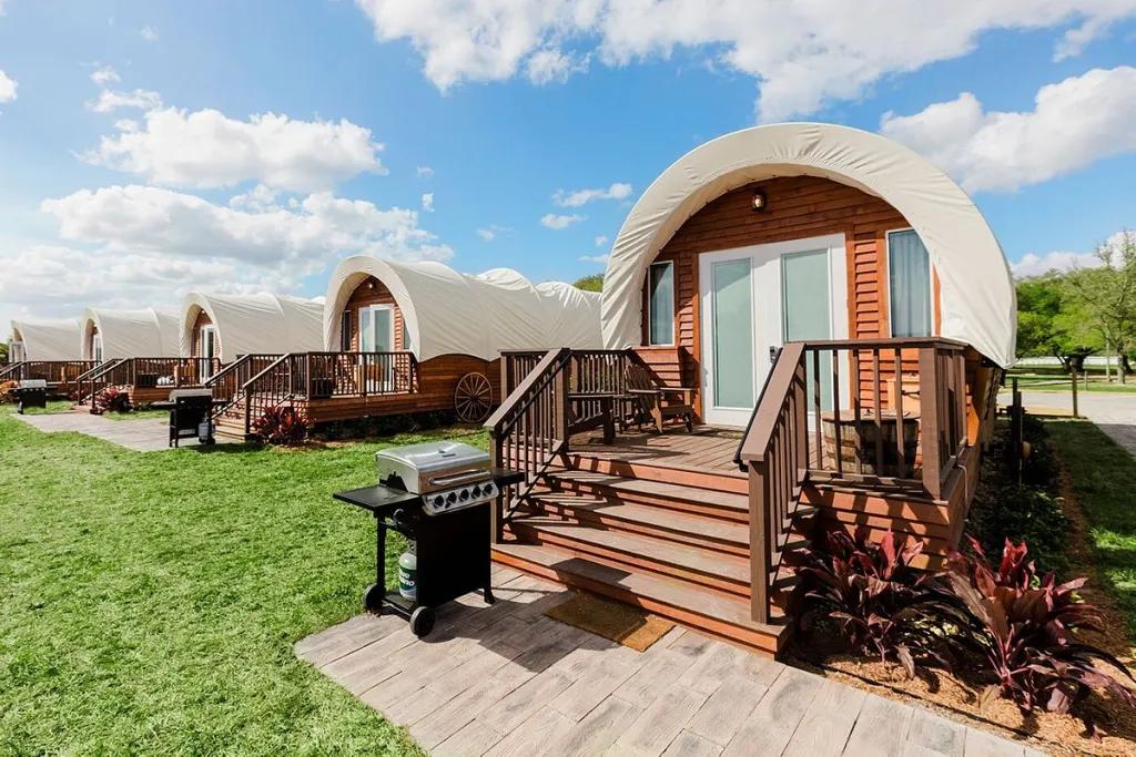 Glamping huts at Westgate River Ranch 
