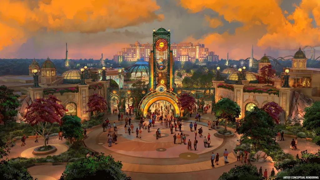 Concept art of the entrance to Universal Epic Universe