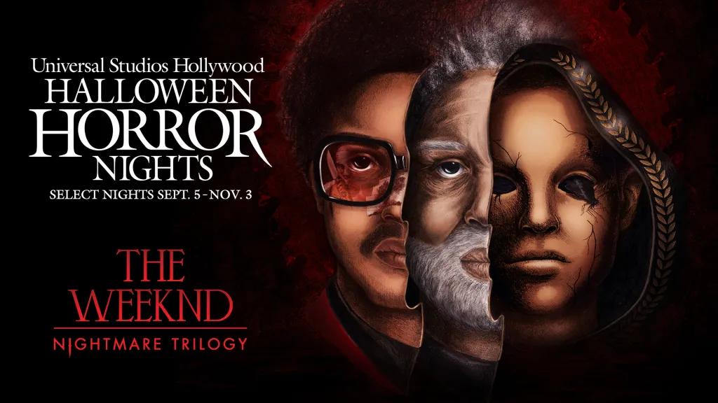 Poster for Halloween Horror Nights house The Weeknd: Nightmare Trilogy