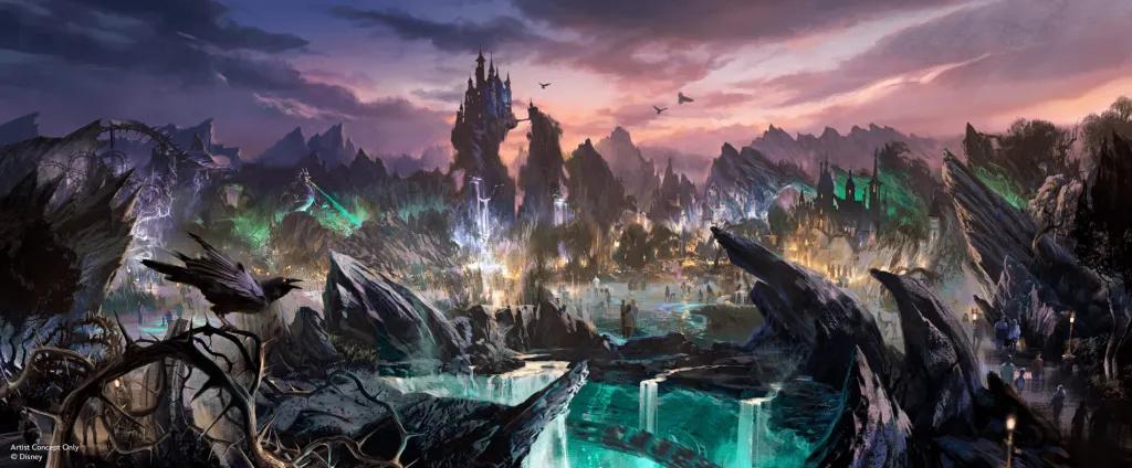 Concept art of a new land inspired by Disney Villains