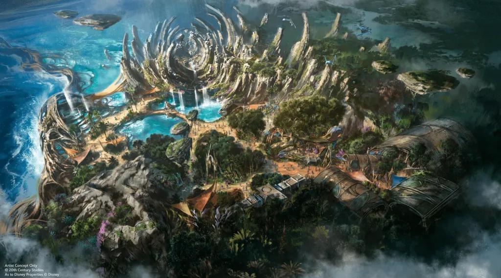 Concept art of a new land inspired by the Avatar film franchise