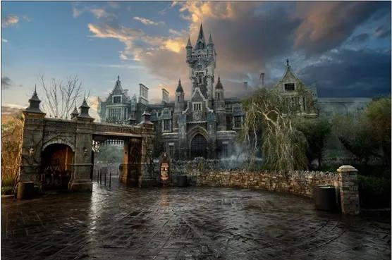 The entrance to Frankenstein Manor at Universal Epic Universe