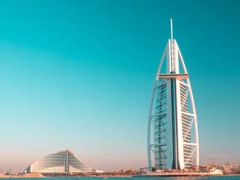 The Burj Al Arab hotel on the coast of Dubai