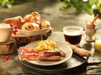 A selection of hot and cold breakfast food