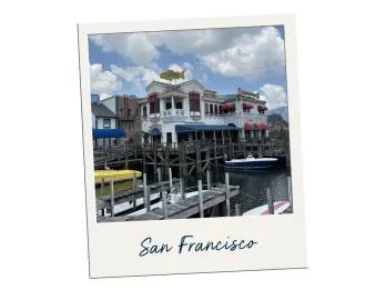 A polaroid of a San Francisco style pier