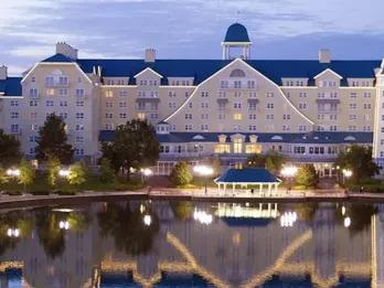 Disney Newport Bay Club Exterior at Dusk