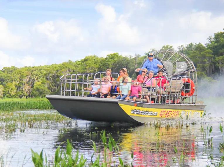 Guests enjoying Florida's natural beauty on a wild florida airboat ride