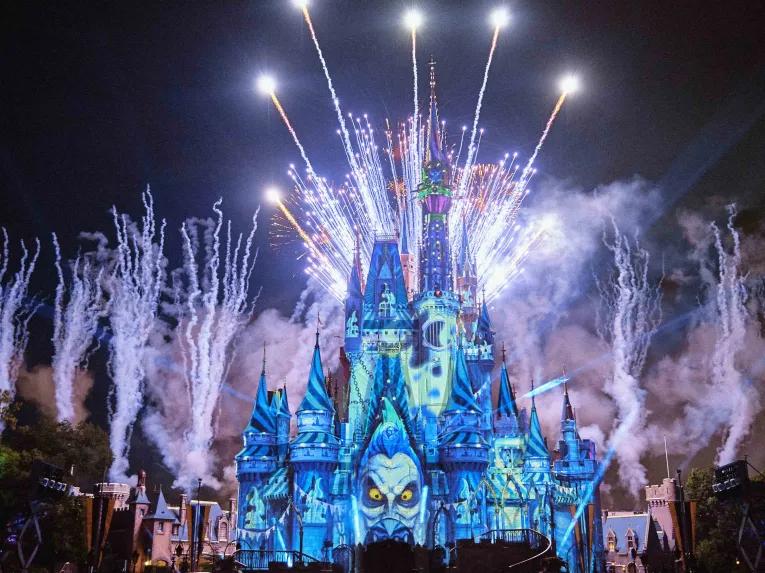 Fireworks over Cinderella Castle during Mickey's Not So Scary Halloween Party at Magic Kingdom
