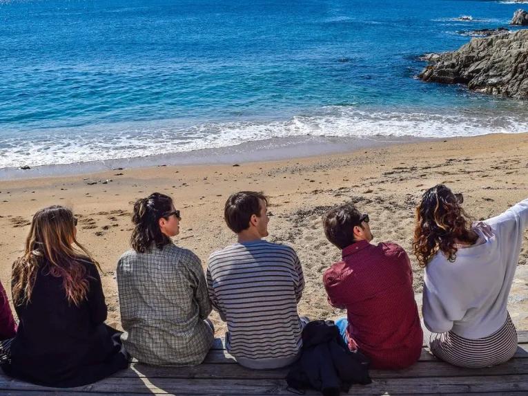 group-on-beach