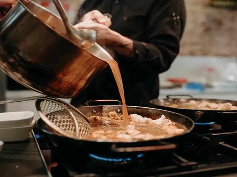 Pouring sauce