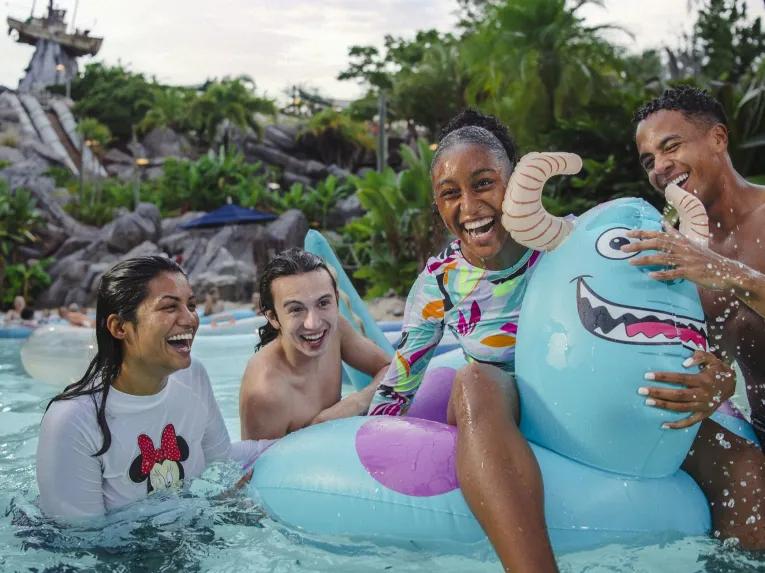 Guests at Disney H2O Glow After Hours, Disney's Typhoon Lagoon Water Park